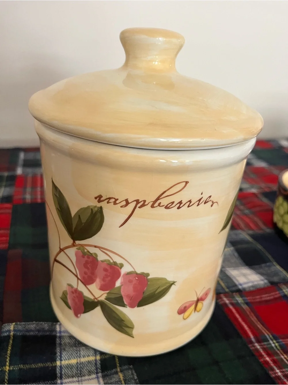 Pier 1 Provence Vintage Cottagecore Hand Painted Earthenware Fruit Cookie Jar
